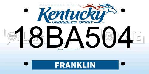 18BA504 Kentucky License Plate