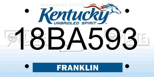 18BA593 Kentucky License Plate
