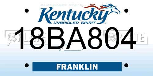 18BA804 Kentucky License Plate