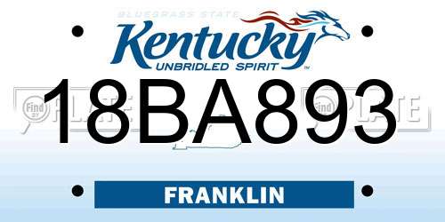 18BA893 Kentucky License Plate