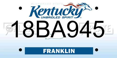 18BA945 Kentucky License Plate