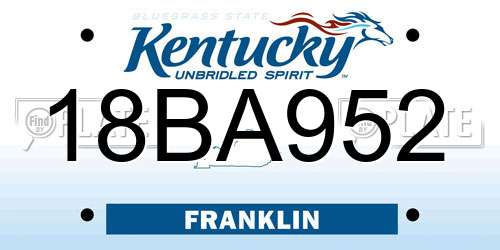 18BA952 Kentucky License Plate