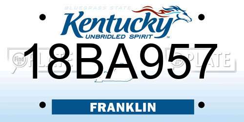 18BA957 Kentucky License Plate