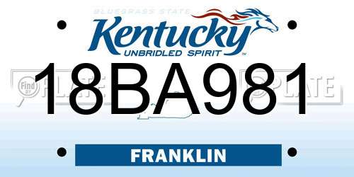 18BA981 Kentucky License Plate