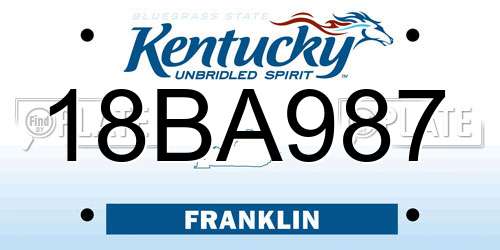 18BA987 Kentucky License Plate