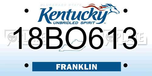 18BO613 Kentucky License Plate