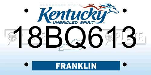 18BQ613 Kentucky License Plate