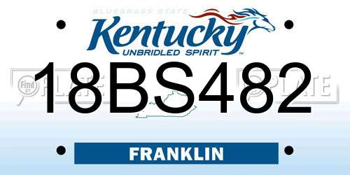 18BS482 Kentucky License Plate
