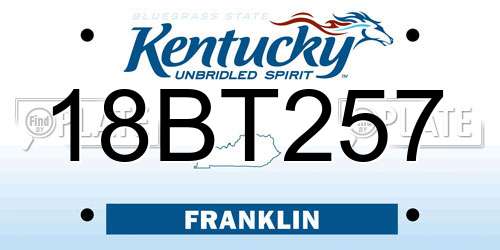 18BT257 Kentucky License Plate