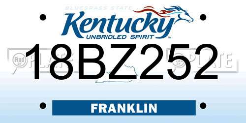 18BZ252 Kentucky License Plate