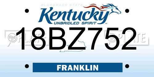 18BZ752 Kentucky License Plate