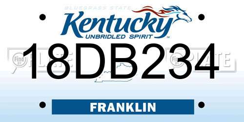 18DB234 Kentucky License Plate