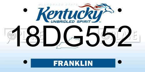 18DG552 Kentucky License Plate