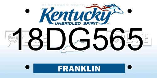 18DG565 Kentucky License Plate