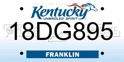 18DG895 Kentucky License Plate