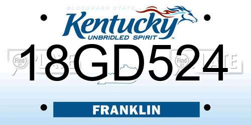 18GD524 Kentucky License Plate