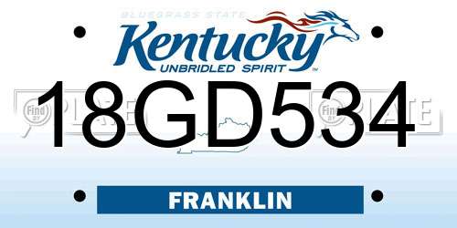 18GD534 Kentucky License Plate