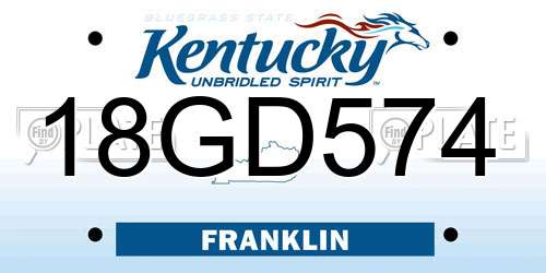18GD574 Kentucky License Plate