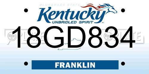 18GD834 Kentucky License Plate