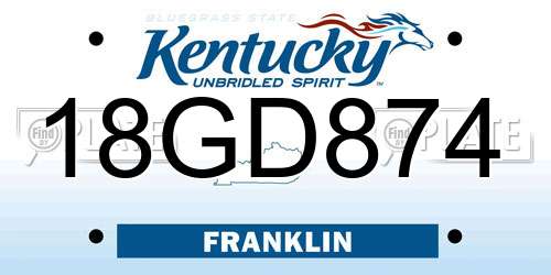 18GD874 Kentucky License Plate