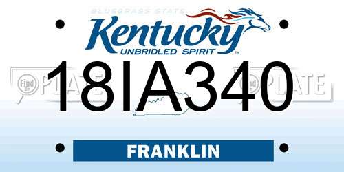 18IA340 Kentucky License Plate