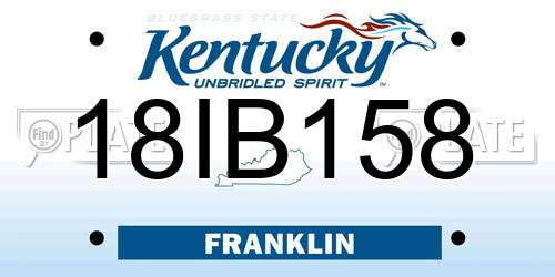 18IB158 Kentucky License Plate
