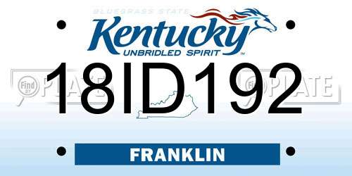 18ID192 Kentucky License Plate
