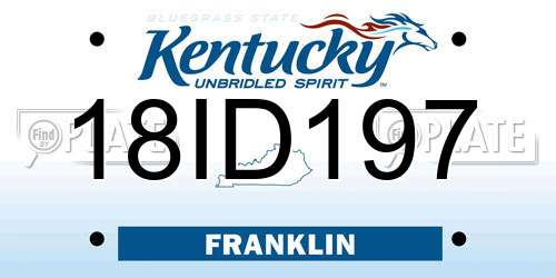 18ID197 Kentucky License Plate