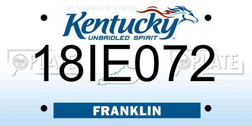 18IE072 Kentucky License Plate
