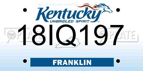 18IQ197 Kentucky License Plate