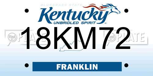 18KM72 Kentucky License Plate