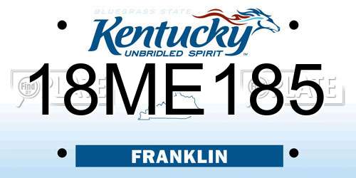 18ME185 Kentucky License Plate