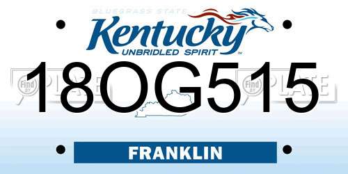 18OG515 Kentucky License Plate