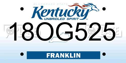 18OG525 Kentucky License Plate