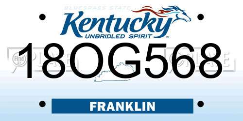 18OG568 Kentucky License Plate