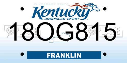18OG815 Kentucky License Plate