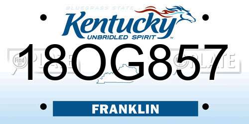 18OG857 Kentucky License Plate