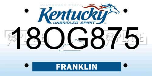 18OG875 Kentucky License Plate