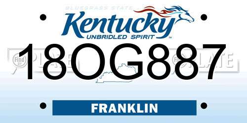 18OG887 Kentucky License Plate