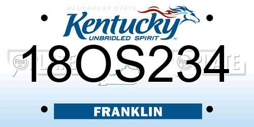 18OS234 Kentucky License Plate
