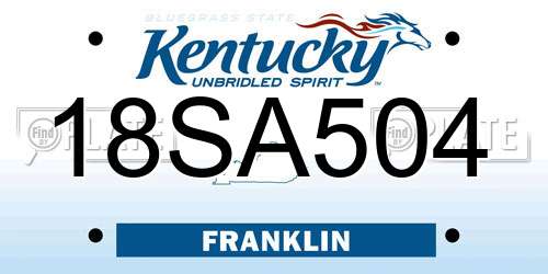 18SA504 Kentucky License Plate