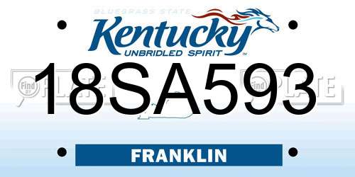 18SA593 Kentucky License Plate