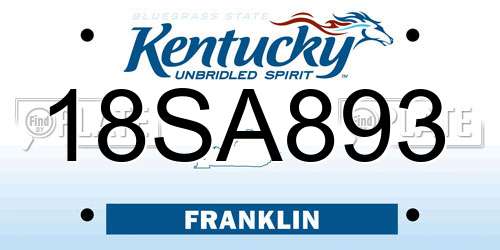 18SA893 Kentucky License Plate
