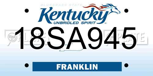 18SA945 Kentucky License Plate
