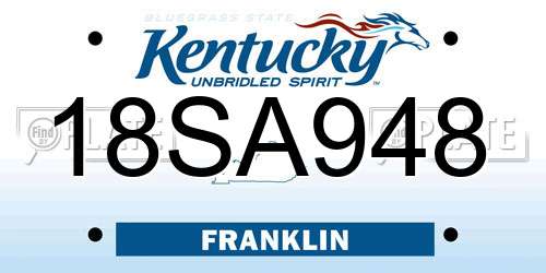 18SA948 Kentucky License Plate