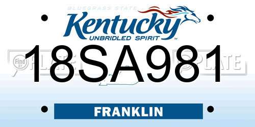 18SA981 Kentucky License Plate