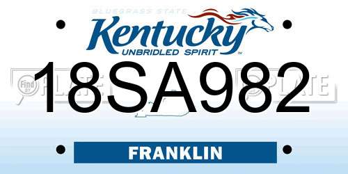18SA982 Kentucky License Plate