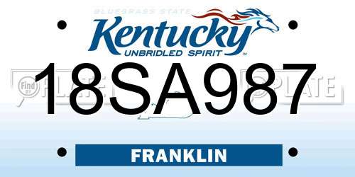 18SA987 Kentucky License Plate