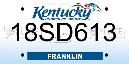 18SD613 Kentucky License Plate