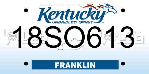 18SO613 Kentucky License Plate